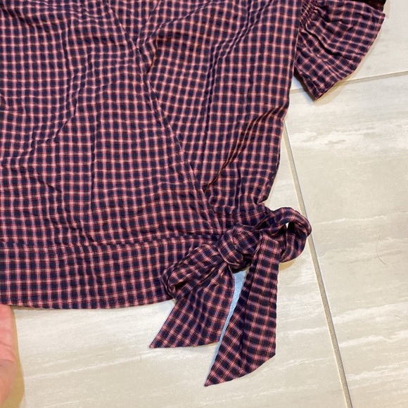 Madewell | NWT Plaid Flutter Sleeve Blouse - Picture 7 of 7